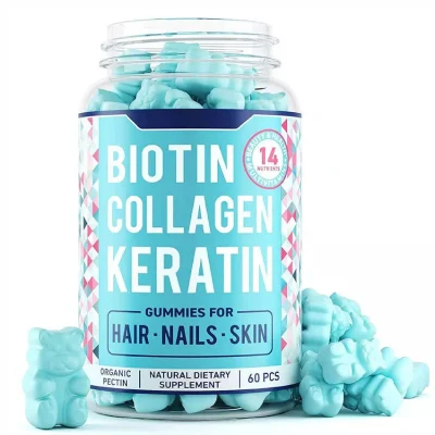 Gomitas de biotina, suplemento para el cuidado de la salud, vitaminas para el cabello, suplementos dietéticos, crecimiento rápido del cabello, nutrición, fortalecedor de uñas, crecimiento del cabello